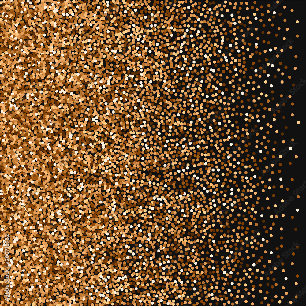 Red round gold glitter. Left gradient with red round gold glitter on black background. Wondrous Vector illustration.