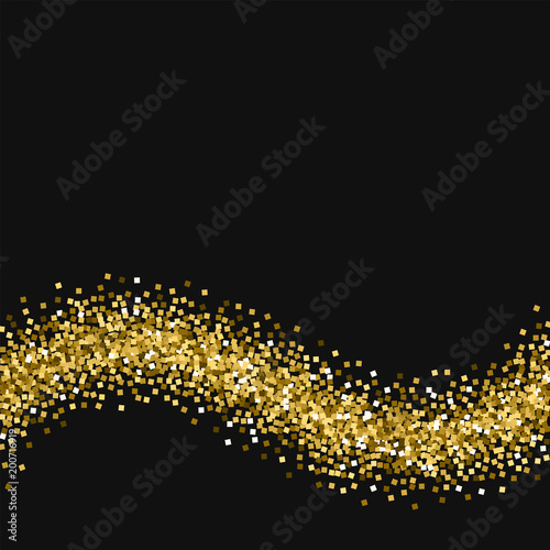 Gold glitter. Bottom wave with gold glitter on black background. Breathtaking Vector illustration.