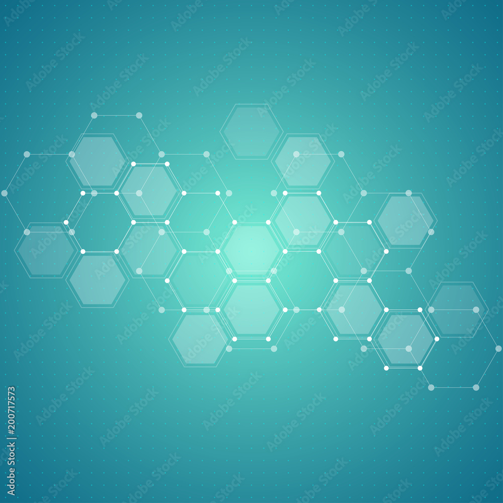 Technology background with hexagons. Molecular structure and chemical compounds. Technology background with hexagons. Molecular structure and chemical compounds.