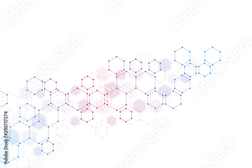 Medical background or science design. Molecular structure and chemical compounds. Geometric and polygonal abstract background.