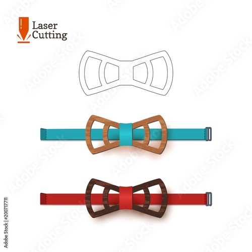 Laser cut bow-tie template for DIY. Vector silhouette for cutting a bow tie on a cnc, lathe made of wood, metal, plastic. The idea of design of a stylish accessory.