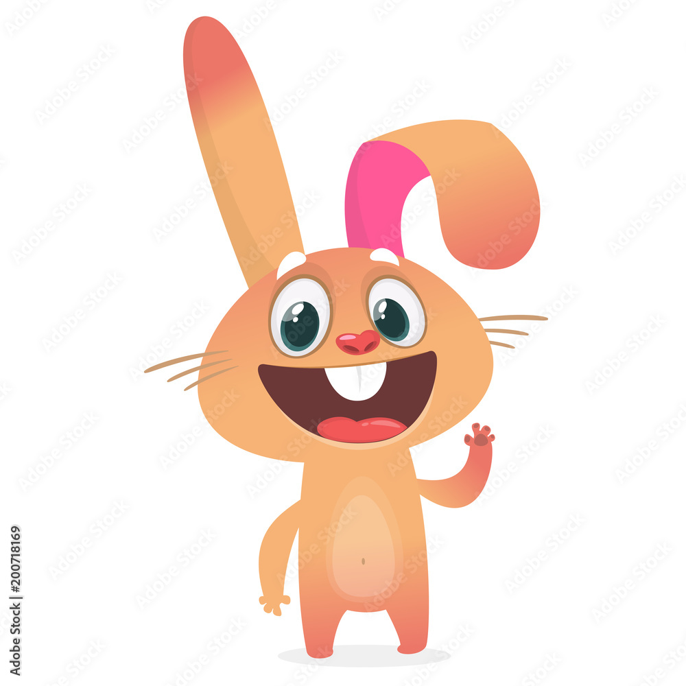 Fototapeta premium Cartoon Rabbit Character. Vector illustration. Easter. Isolated on white