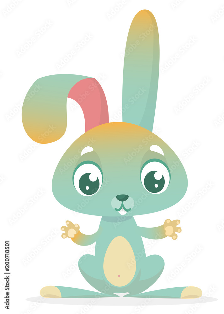 Cartoon cute rabbit with big ears. Farm animals. Vector illustration Stock  Vector | Adobe Stock