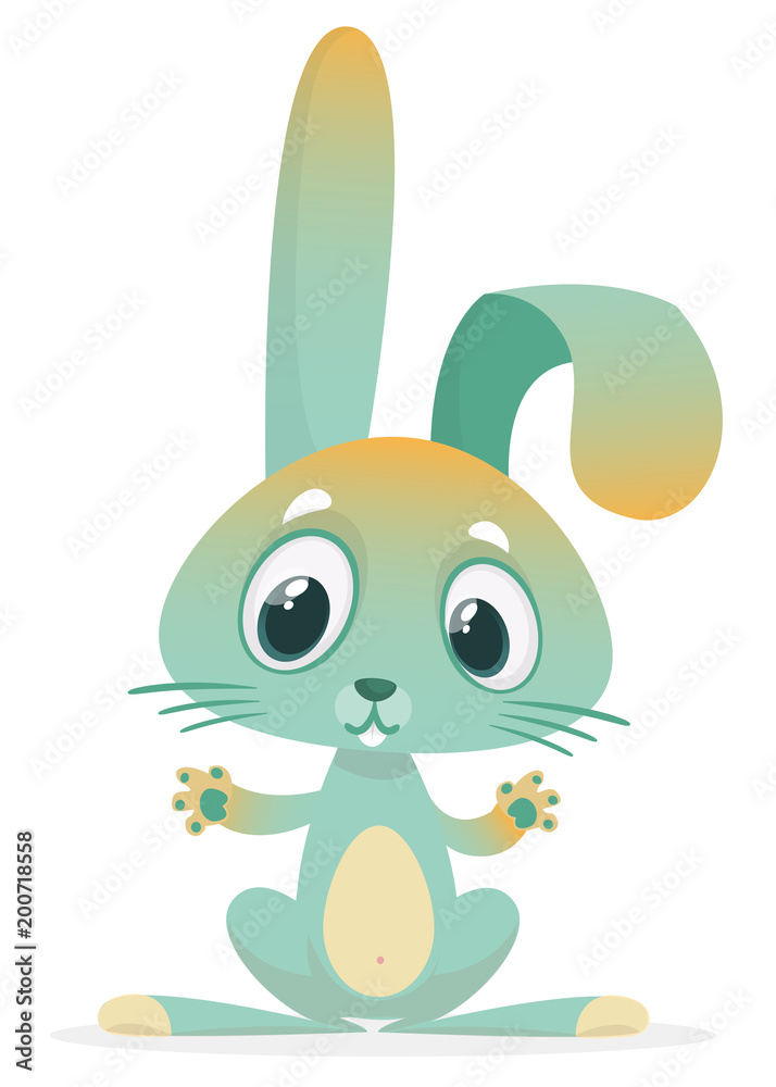 Cartoon cute rabbit with big ears. Forest animals. Vector illustration  Stock Vector | Adobe Stock