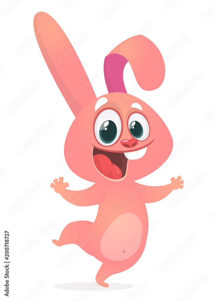 Pink easter rabbit cartoon. Easter Bunny vector illustration