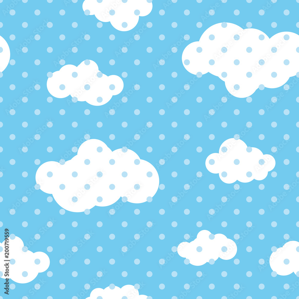vector seamless repeating illustration of children's pattern of clouds