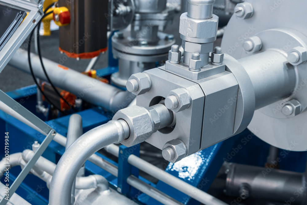 Pipeline system of a powerful industrial gas compressor. Pipeline system of a powerful industrial gas compressor.