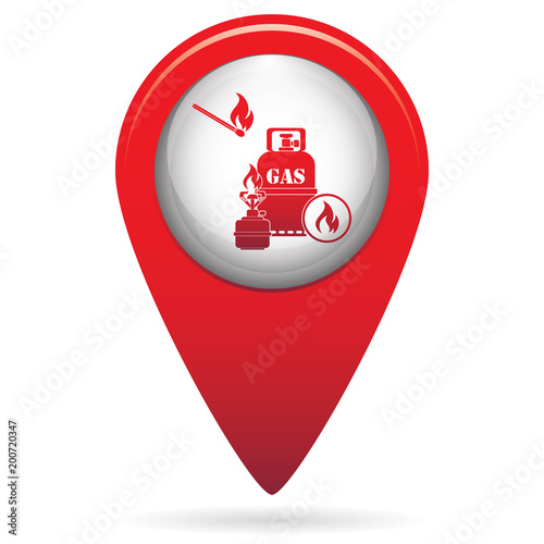 Camping stove with gas bottle icon vector