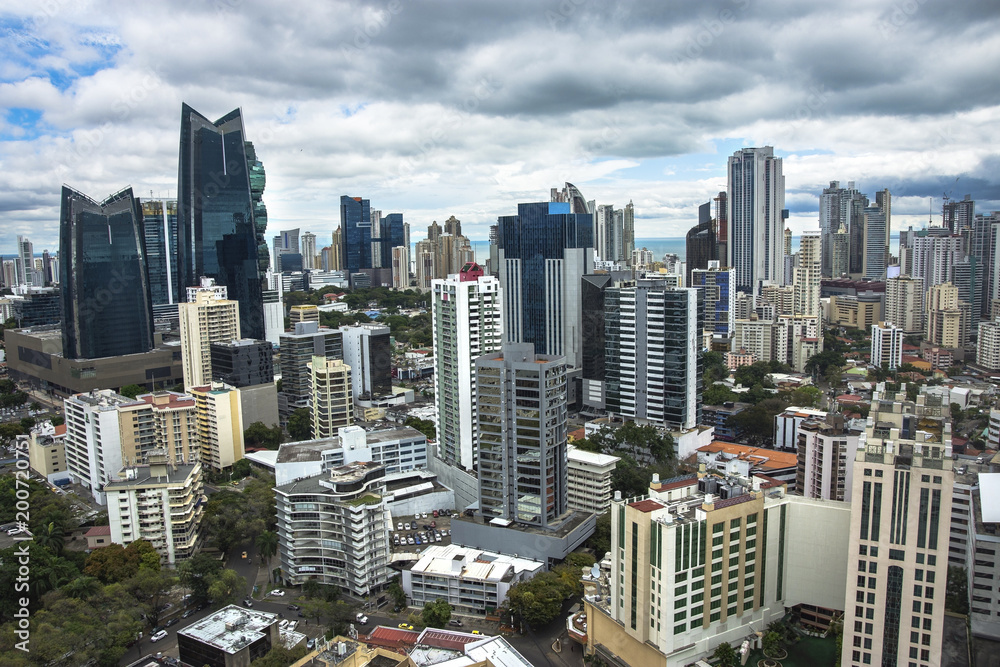 Naklejka premium Financial center of Panama City, Panama