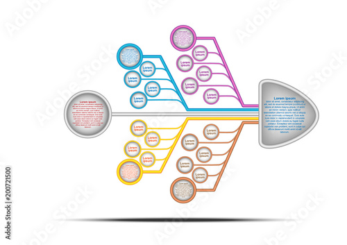 Fishbone diagram. Cause and Effect Diagram. Vector chart and infographic for create report, presentation and brainstorming with team for solve problem. Vector EPS10