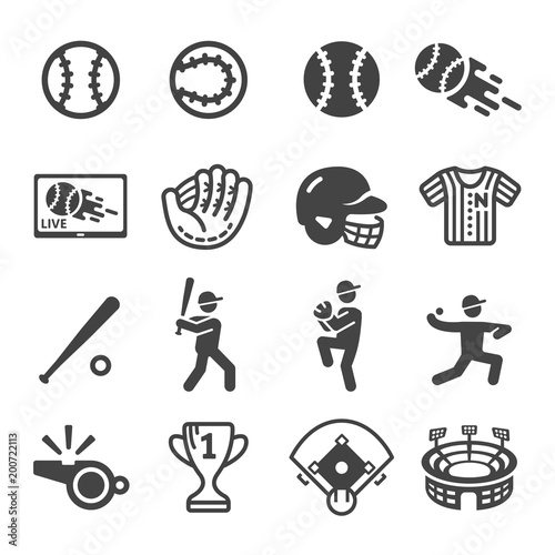 baseball icon set