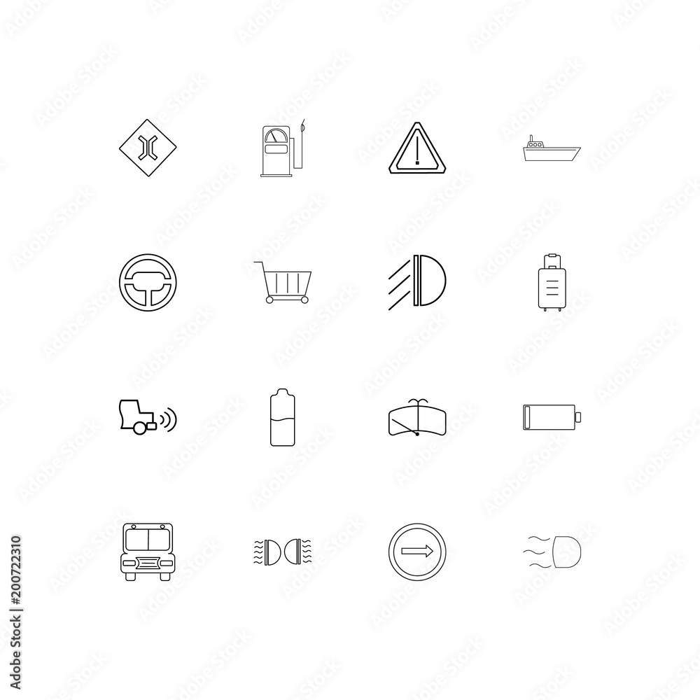 Cars And Transportation simple linear icons set. Outlined vector icons