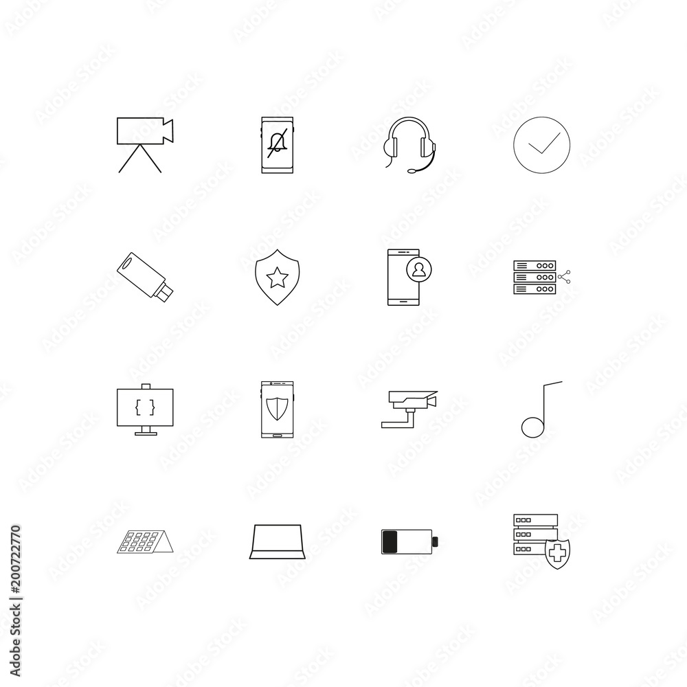Devices simple linear icons set. Outlined vector icons