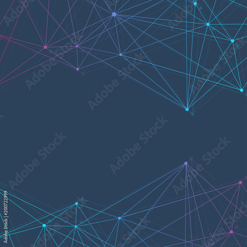 Geometric abstract background with connected line and dots. Structure molecule and communication. Scientific concept for your design. Medical  technology  science background. illustration.