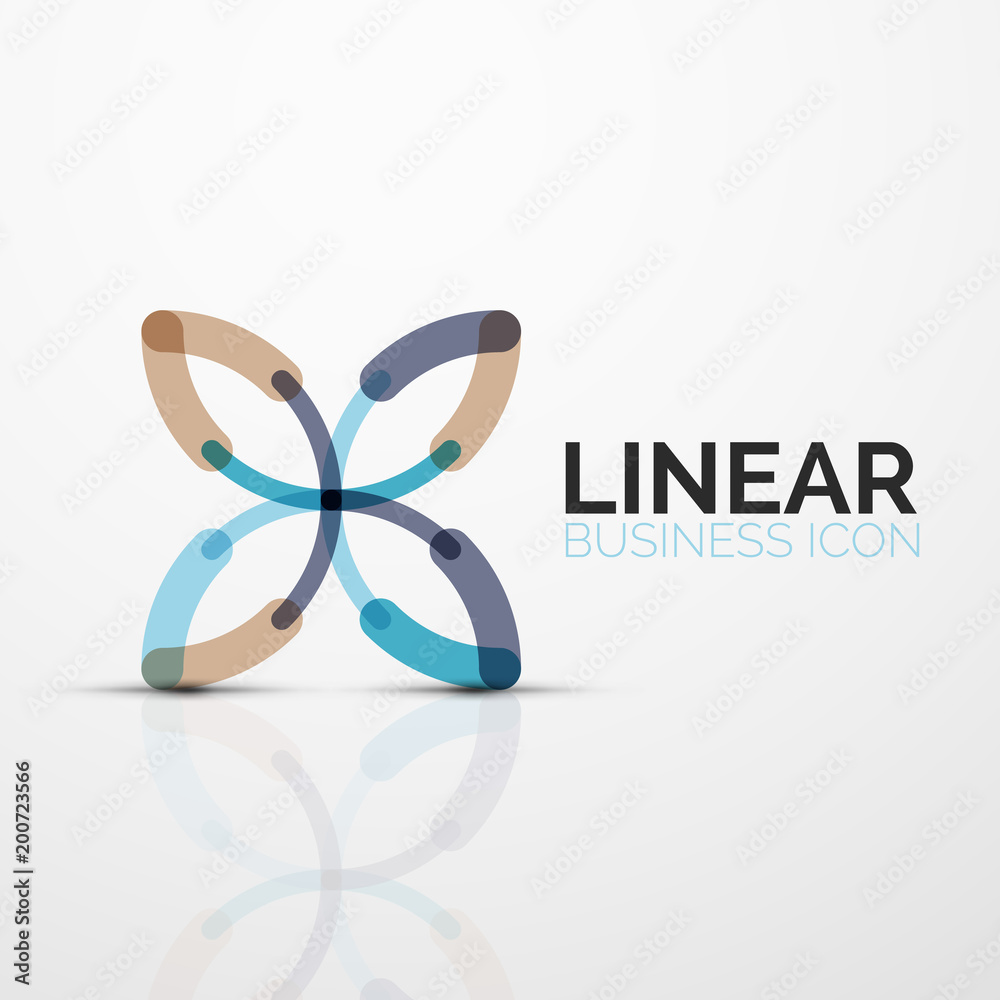 Outline minimal abstract geometric linear business icon made of line segments, elements Outline minimal abstract geometric linear business icon made of line segments, elements