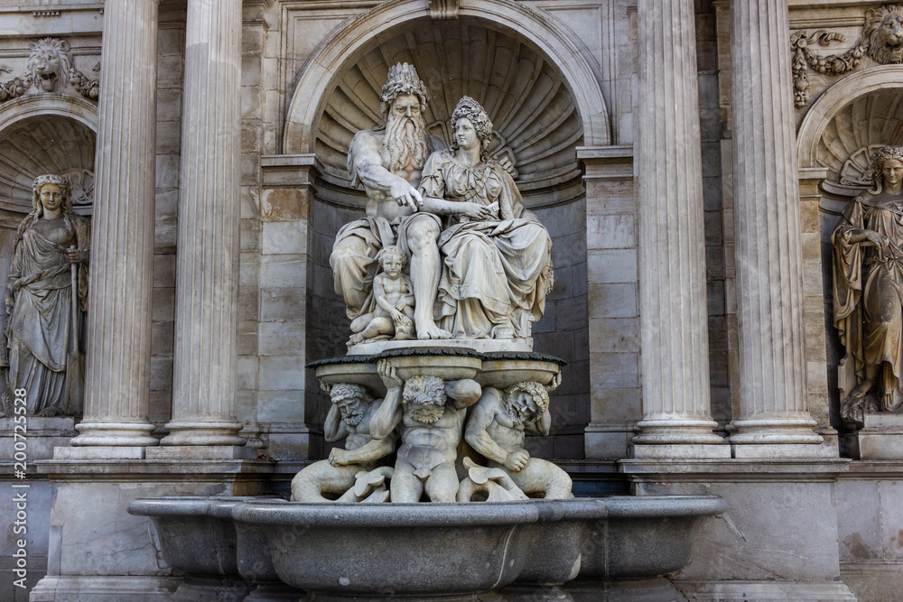 Vienna/Austria - April 5th 2018: Statue and fountain at the Albertina Vienna