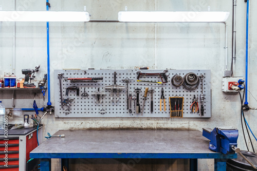 Tools of a mechanical workshop photo