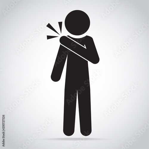 Man shoulder pain icon. Office syndrome icon sign illustration