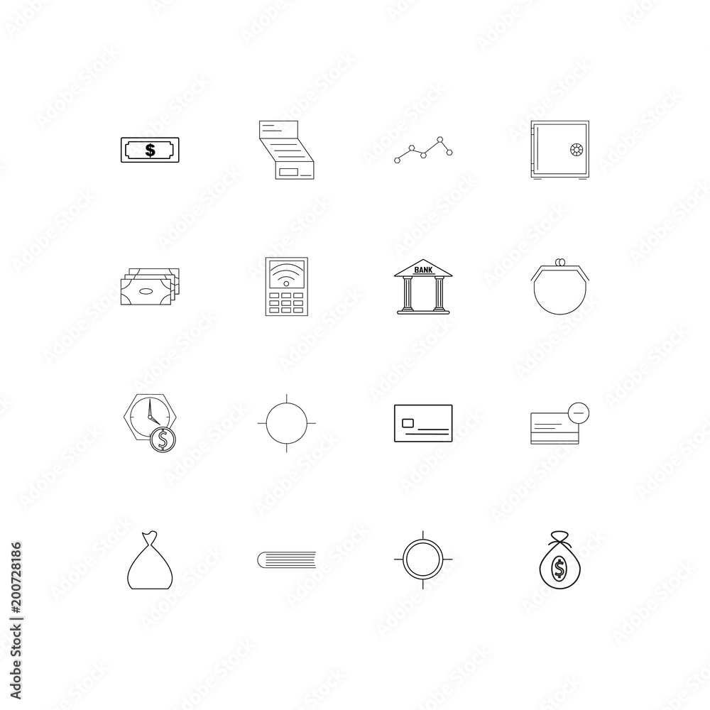 Banking, Finance And Money simple linear icons set. Outlined vector icons Banking, Finance And Money simple linear icons set. Outlined vector icons