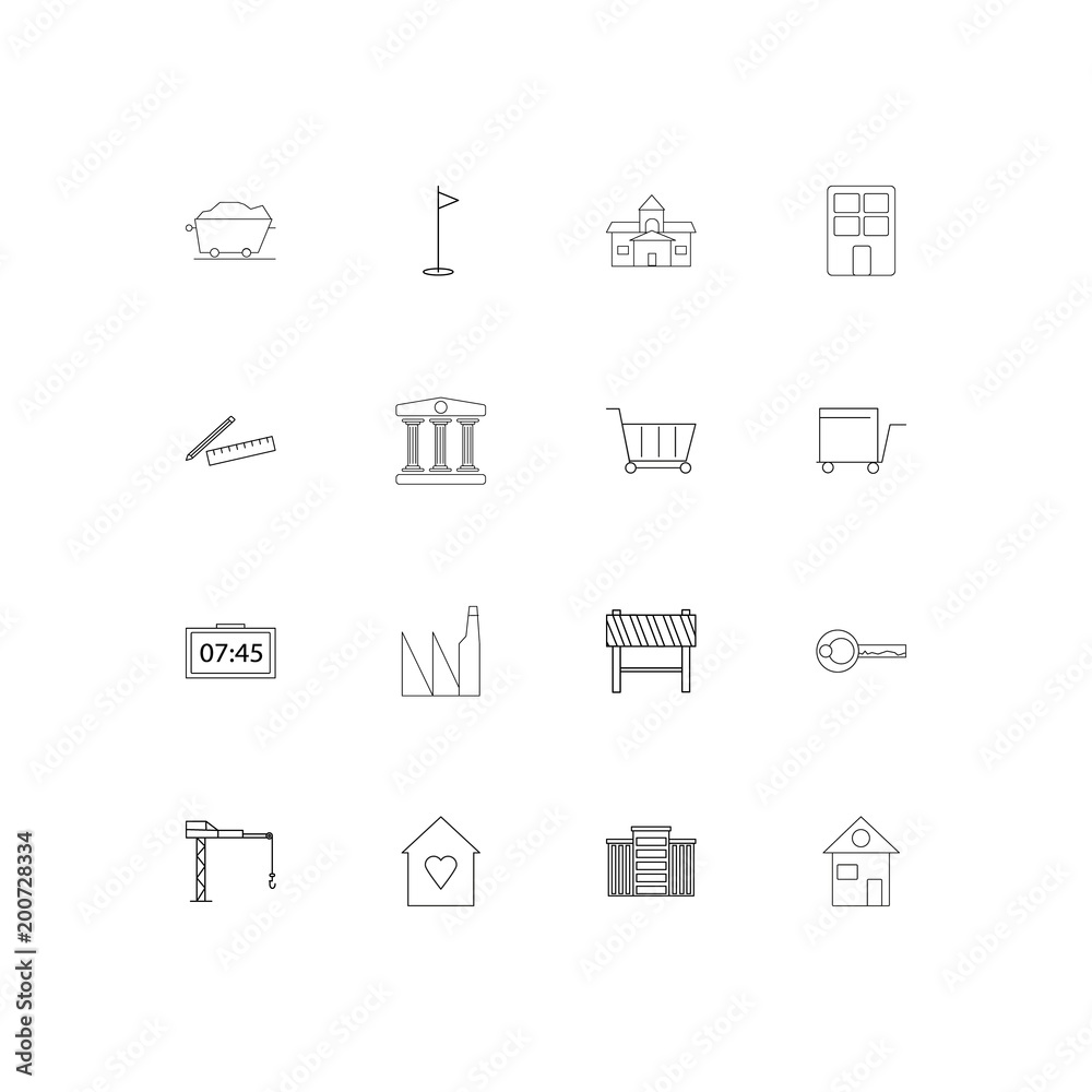 Buildings And Constructions simple linear icons set. Outlined vector icons Buildings And Constructions simple linear icons set. Outlined vector icons