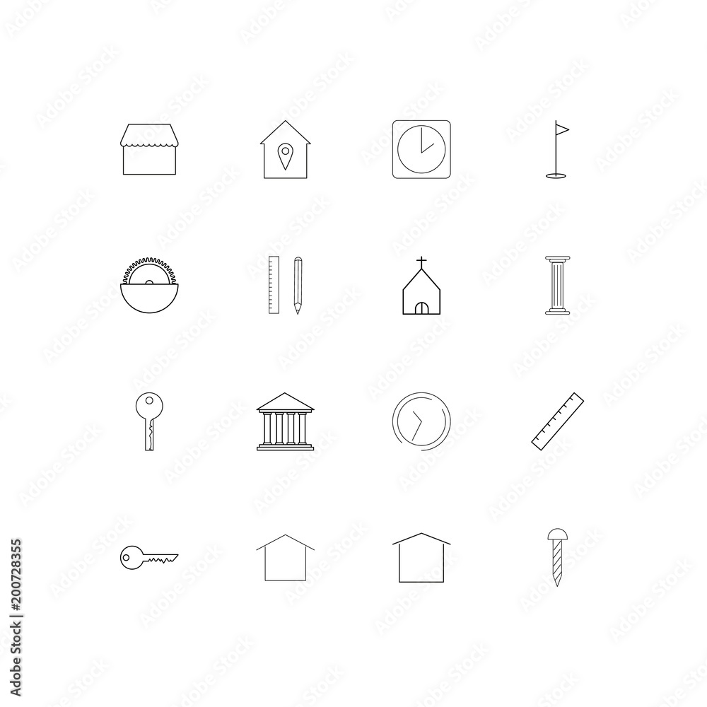 Buildings And Constructions simple linear icons set. Outlined vector icons Buildings And Constructions simple linear icons set. Outlined vector icons