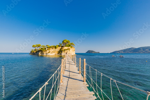 Zakynthos island, wooden jetty in tropical island © icemanphotos