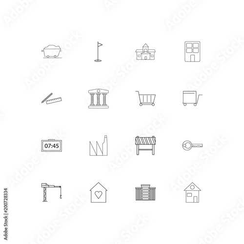 Buildings And Constructions simple linear icons set. Outlined vector icons