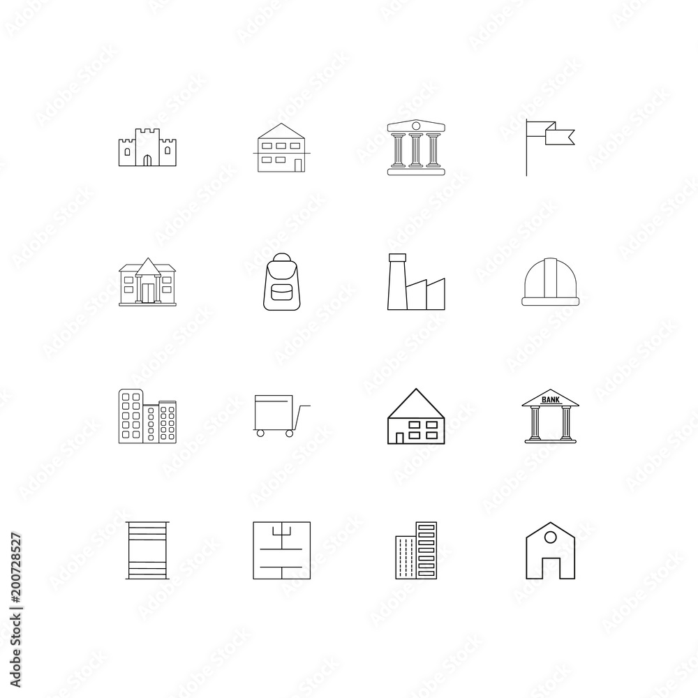 Buildings And Constructions simple linear icons set. Outlined vector icons Buildings And Constructions simple linear icons set. Outlined vector icons