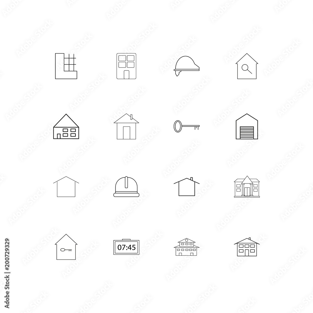 Buildings And Constructions simple linear icons set. Outlined vector icons Buildings And Constructions simple linear icons set. Outlined vector icons