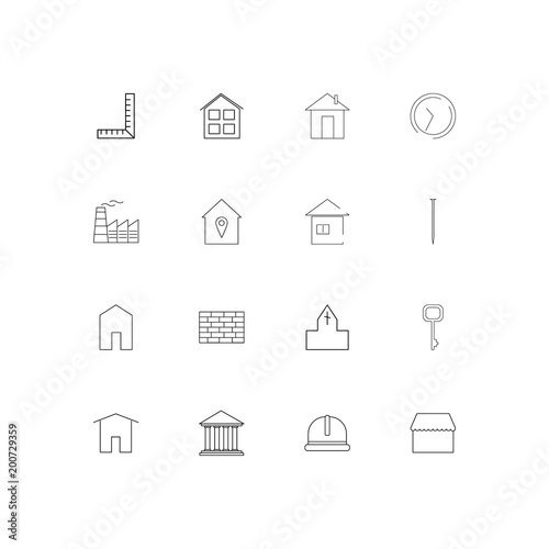 Buildings And Constructions simple linear icons set. Outlined vector icons © Birgul