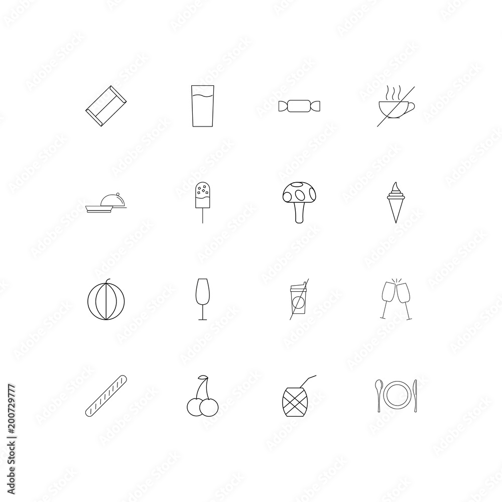 Food And Drink simple linear icons set. Outlined vector icons Food And Drink simple linear icons set. Outlined vector icons