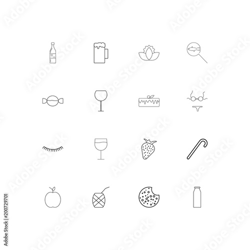 Food And Drink simple linear icons set. Outlined vector icons