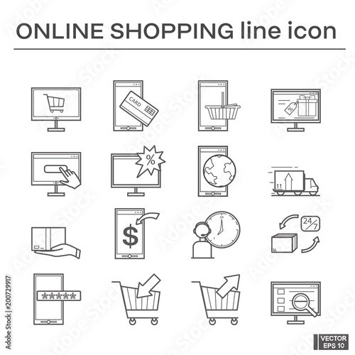 Set of online shopping icons.