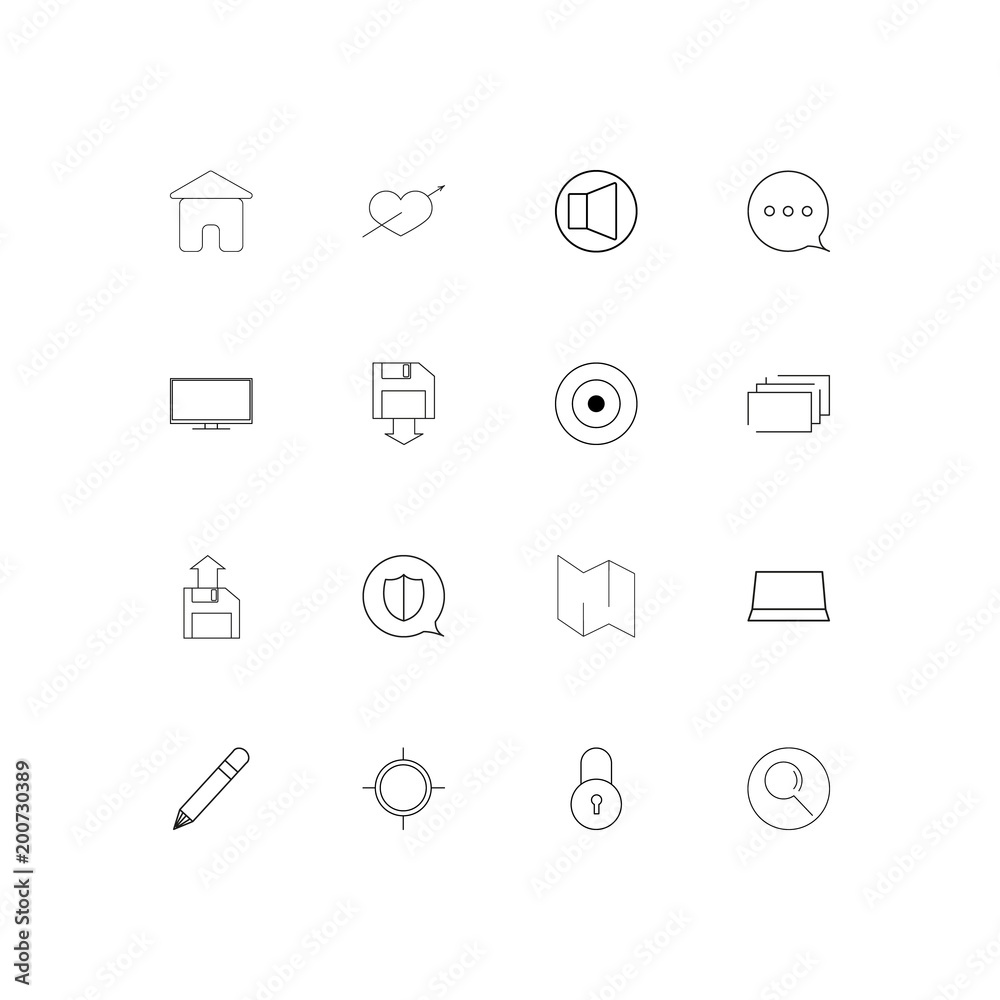 Interface simple linear icons set. Outlined vector icons Interface simple linear icons set. Outlined vector icons