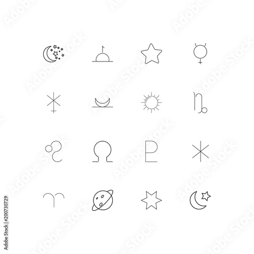 Astrology simple linear icons set. Outlined vector icons