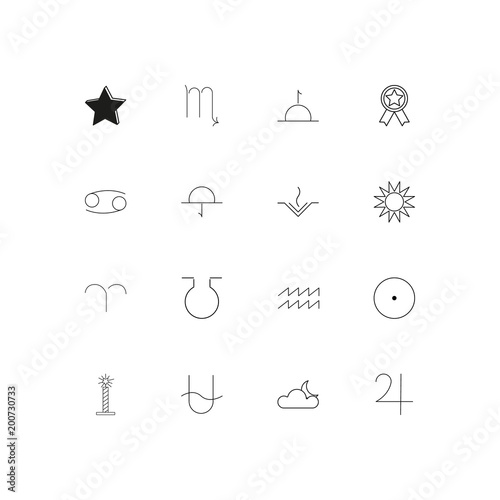 Astrology simple linear icons set. Outlined vector icons