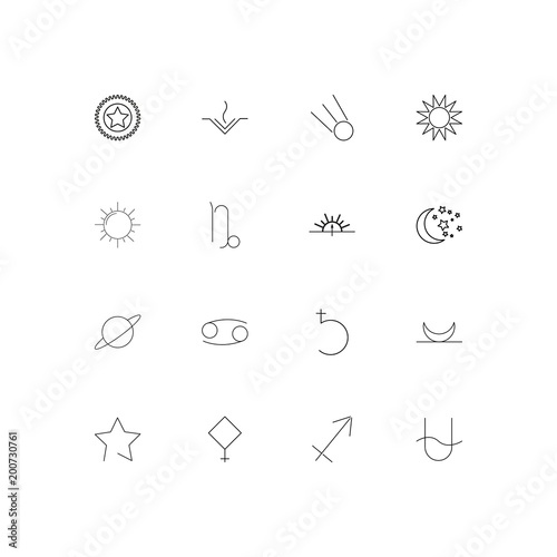 Astrology simple linear icons set. Outlined vector icons photo