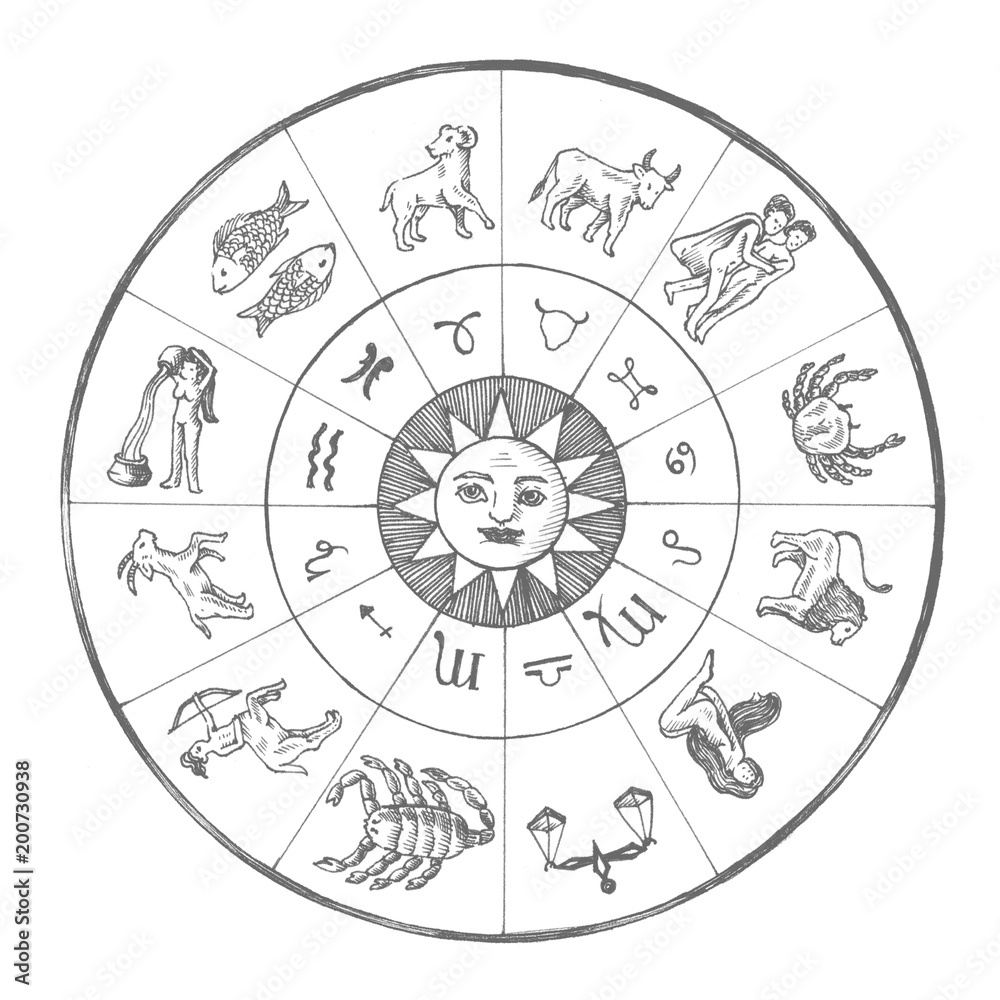 Astrology chart vintage style illustration