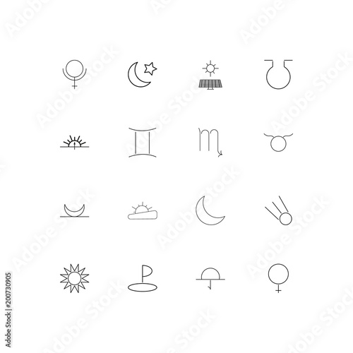 Astrology simple linear icons set. Outlined vector icons © Birgul