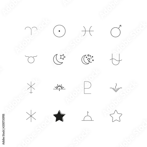 Astrology simple linear icons set. Outlined vector icons