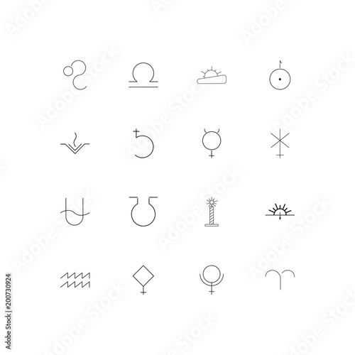 Astrology simple linear icons set. Outlined vector icons