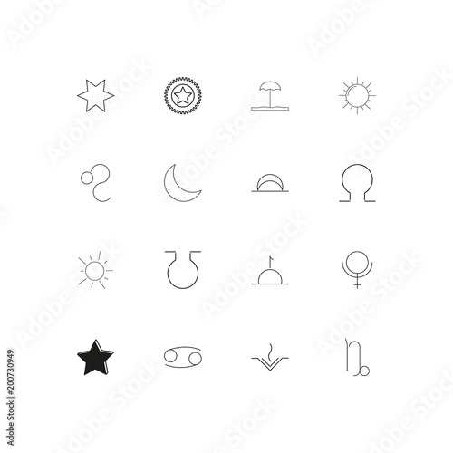 Astrology simple linear icons set. Outlined vector icons