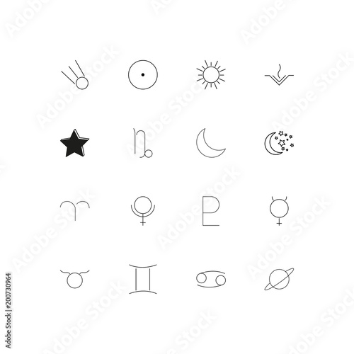Astrology simple linear icons set. Outlined vector icons