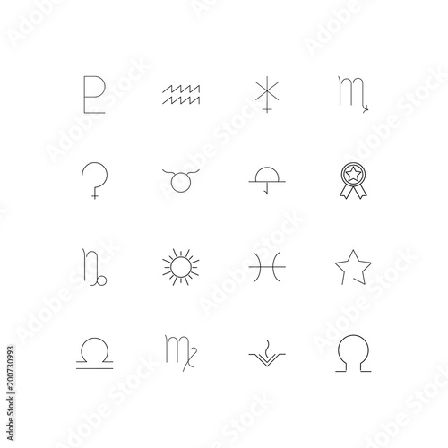 Astrology simple linear icons set. Outlined vector icons