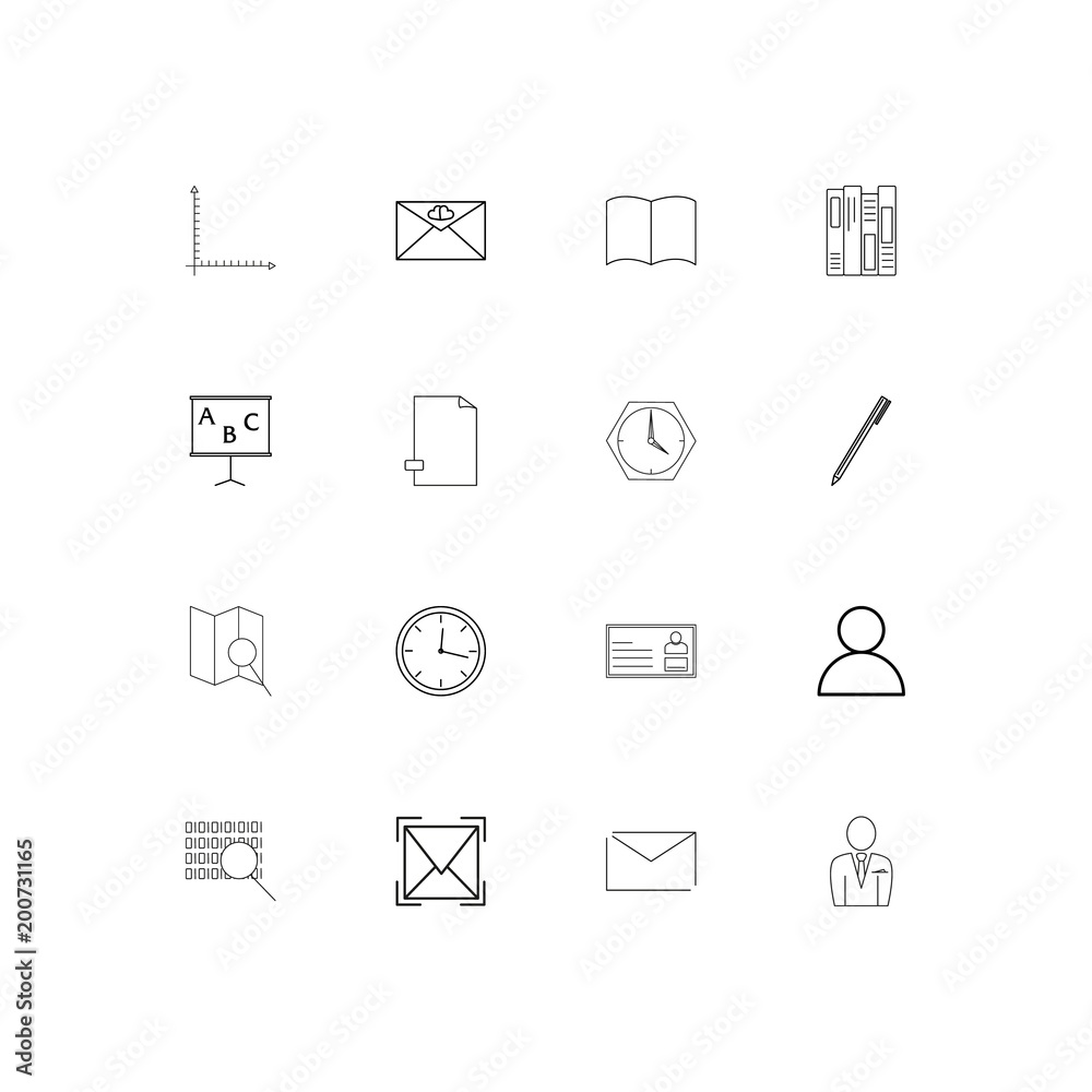 Office simple linear icons set. Outlined vector icons Office simple linear icons set. Outlined vector icons