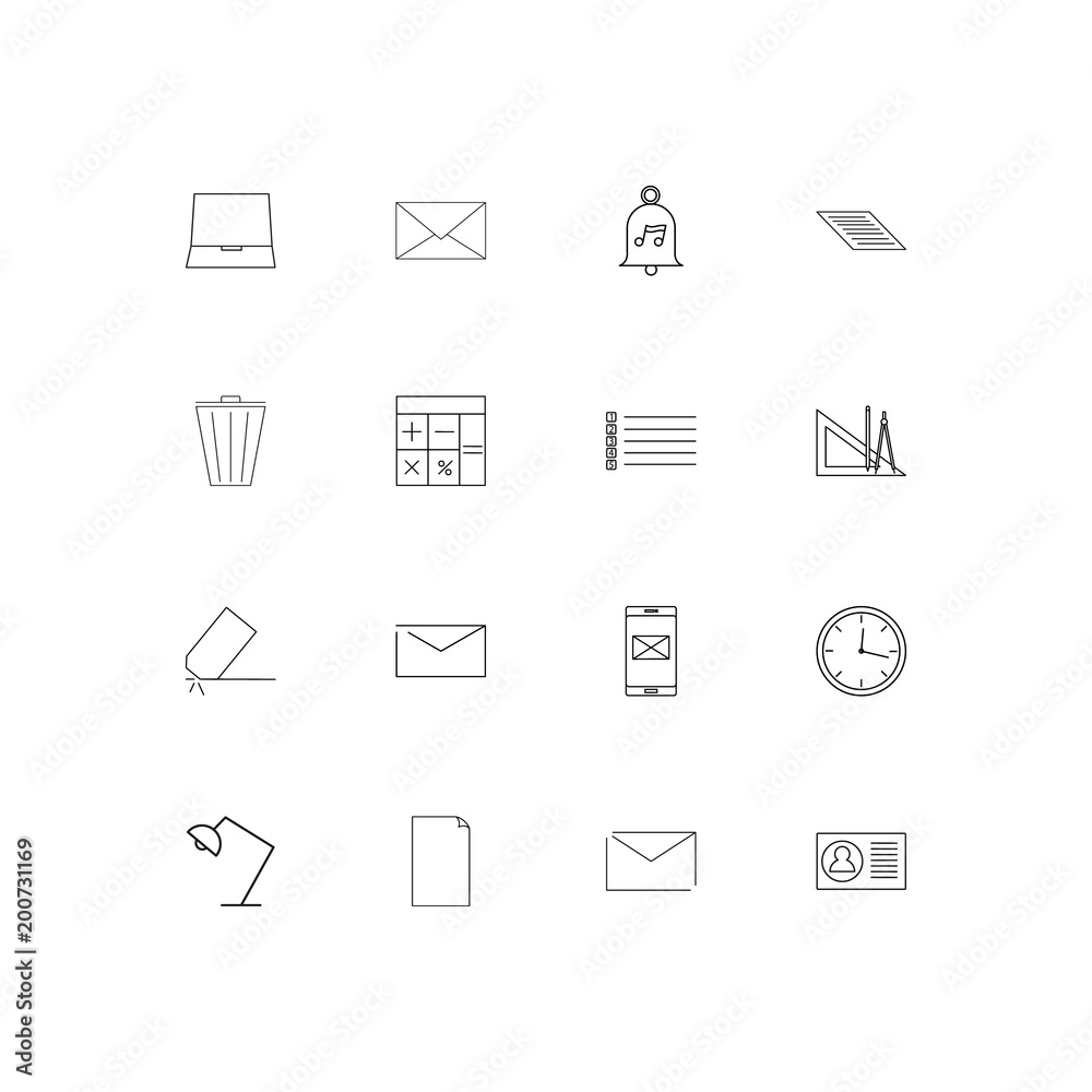 Office simple linear icons set. Outlined vector icons Office simple linear icons set. Outlined vector icons