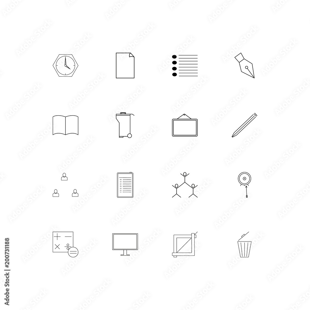 Office simple linear icons set. Outlined vector icons Office simple linear icons set. Outlined vector icons