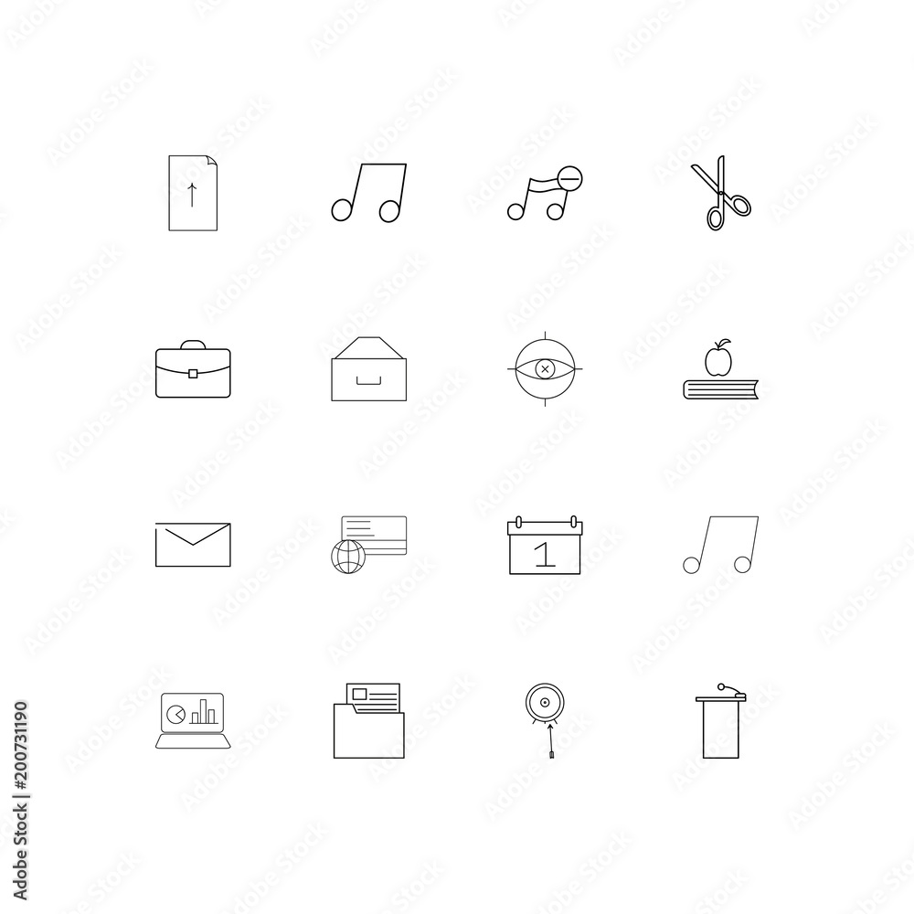 Office simple linear icons set. Outlined vector icons