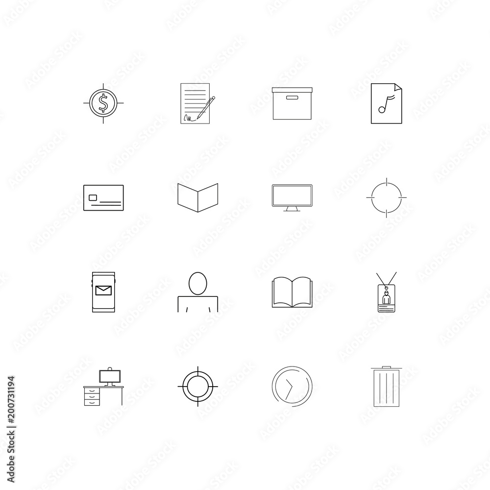 Office simple linear icons set. Outlined vector icons Office simple linear icons set. Outlined vector icons