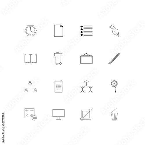 Office simple linear icons set. Outlined vector icons